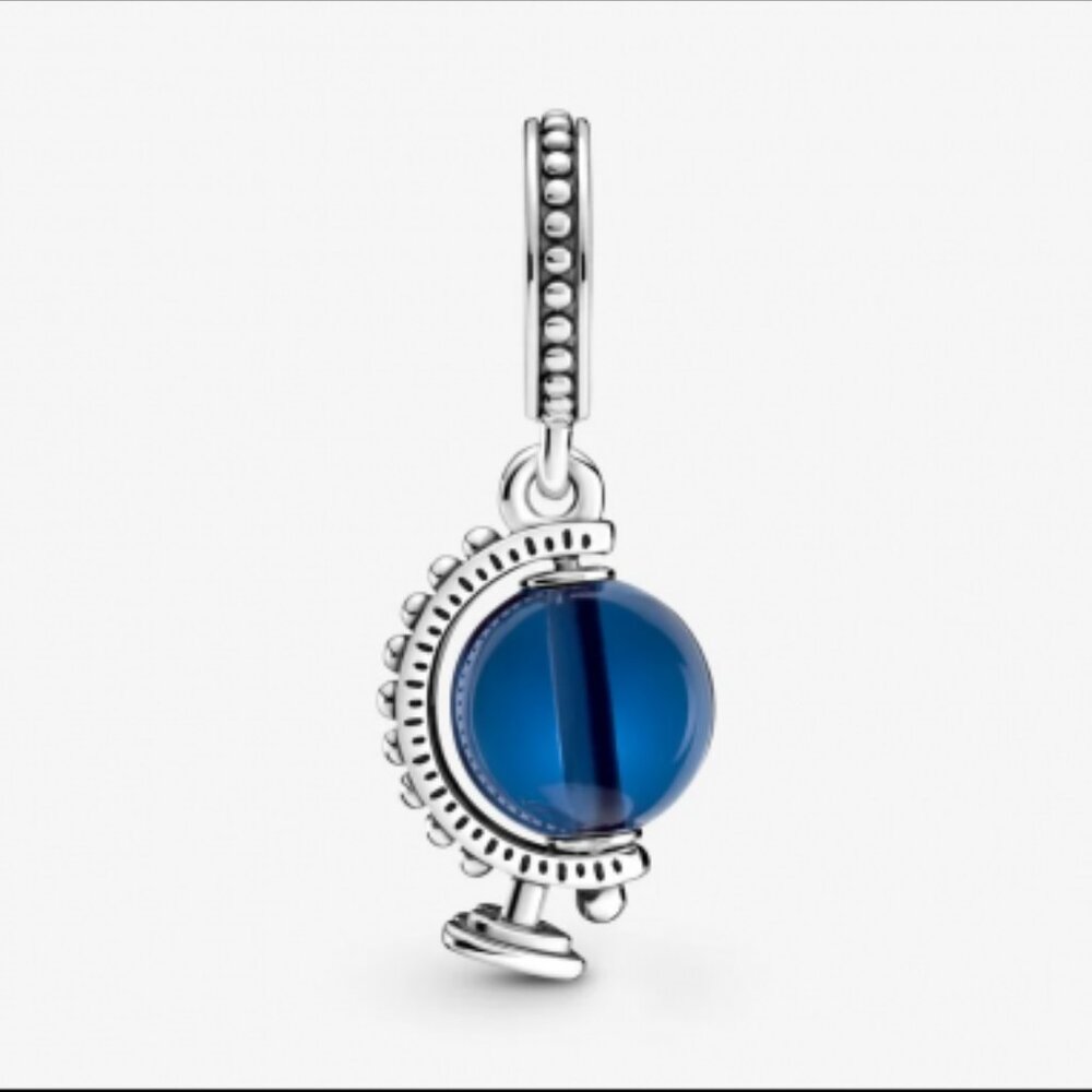 New Pandora Blue Globe Dangle Charm 925 Sterling Silver